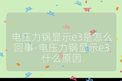 電壓力鍋顯示e3是怎么回事-電壓力鍋顯示e3什么原因