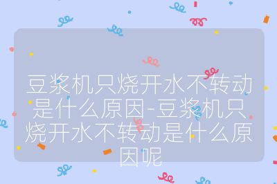 豆漿機只燒開水不轉動是什么原因-豆漿機只燒開水不轉動是什么原因呢